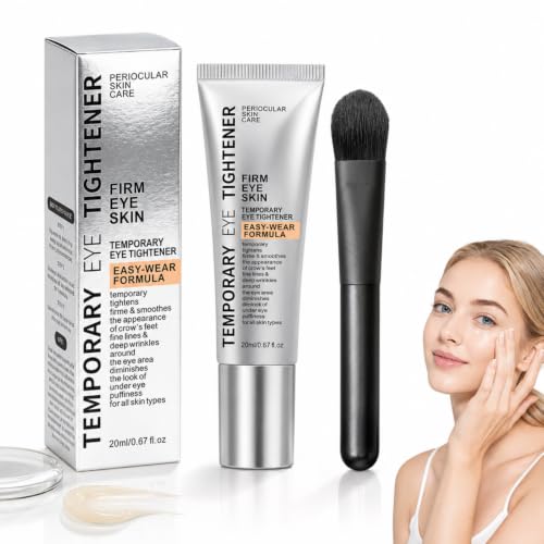 Studio Dermal Eye Tightener with Peptide Formula Temporary Firming Cream with Brush for Smoother Looking Under Eyes Fine Lines and Makeup Prep (1PCS)