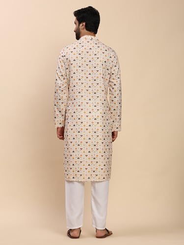 Image of Pro-Ethic Style Developer Men's Cotton Printed Kurta Pajama Set Traditional Outfit | Mandarin Collar (E-129)
