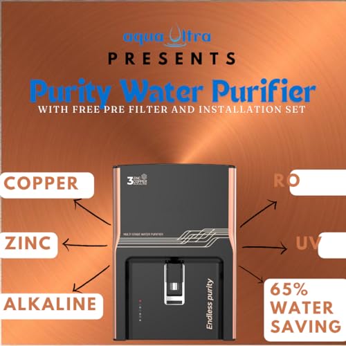 Image of Aqua Ultra RO UV Copper Water Purifier | RO+UV+copper+Alkaline | 7 Stage | 10Liter (Black)