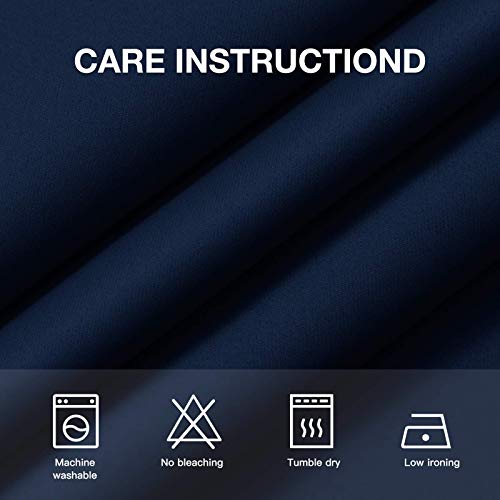 Image of COSVIYA Grommet Blackout Room Darkening Navy Blue Curtains 72 inch Length | Thick Polyester Light Blocking Insulated Thermal Window Curtain Drapes for Bedroom /Living Room,62x72 inches,2 Panels