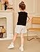 Arshiner Girls' Fashionable Outfits - Casual Summer Clothes - Black Short Sleeve Outfits - Cute Printing Shorts Sets 7-8Y