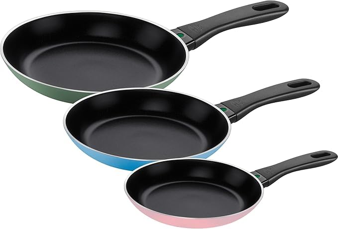 BALLARINI Caprera Zestaw 3 patelni, 20 cm + 24 cm + 28 cm, aluminium, kompatybilna z indukcją, ceramiczna powłoka nieprzywierająca, wyprodukowano we Włoszech, różne kolory