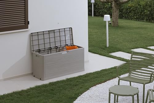 Toomax baule Multibox Woody's portaoggetti,volume 280 litri, dimensioni 117x45x56h cm, colore grigio tortora. - 4