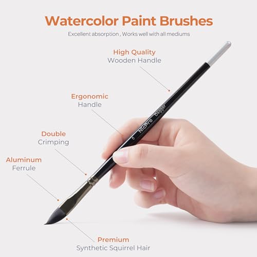 Image of Nicpro 24Pcs Watercolor Brushes, Professional Paint Brushes for Artists