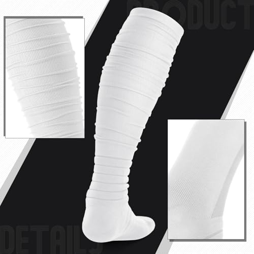 Football High Socks Arm Bicep Bands Wrist Sweatbands Set Scrunch Extra Long Socks Thick Cotton Wristband for Sports Youth Adult2