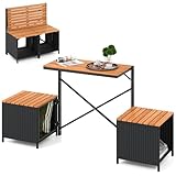 COSTWAY 2 in 1 Gartenbank, wandelbarer Picknicktisch & Sitzbank, Balkonset, Balkonmöbel Kleiner Balkon, Sitzgruppe, Sitzgarnitur für Garten, Terrasse