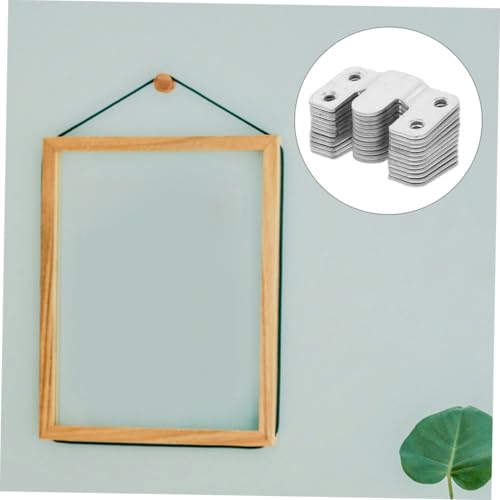 Image of 20pcs Heavy Duty Photo Frame Hook Picture Frames Heavy Duty Mounting Clips Wall Mounting Interlocking Brackets Picture Frame Hooks Picture Hanging Hardware Silver Stainless Steel