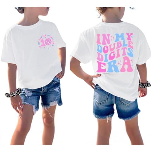 Image of Pairxily in My Double Digits Era Shirt for Girls 10th Cute 10 Year Old Girl Happy Birthday Shirts Gifts Short Sleeve Tops