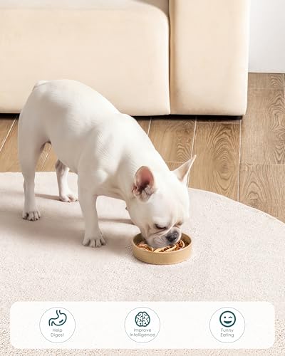 vancasso Hundenapf, 390ml Hundenapf aus Keramik, Anti Schling Napf Hund für Kleine Hunde Geeignet, Futternapf Hund Rutschfestem Design, Braun