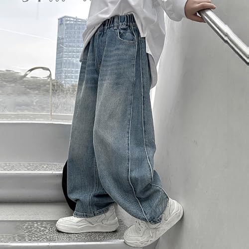 Boys Casual Outdoor Pants Denim Trousers Elastic Waist Lightweight Comfortable Long Pants for Kids Ages 4-133