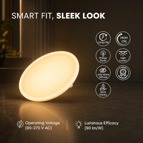 Image of Instapower Polycarbonate Recessed Ceiling Light Ultra Slim Round LED Downlight 2-Year Warranty