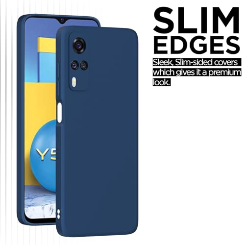 Image of Outlouders Back Cover for Vivo Y31 / Y51A / Y51 / Y51i | Camera Protection | Durable Soft Matte Silicone Bumper Case (Blue)