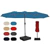 wikiwiki 15ft Large Patio Umbrellas with Base Included Outdoor Double Sided Umbrella with Crank Handle Powerful UV Protective for Pool Lawn Garden Royal Blue