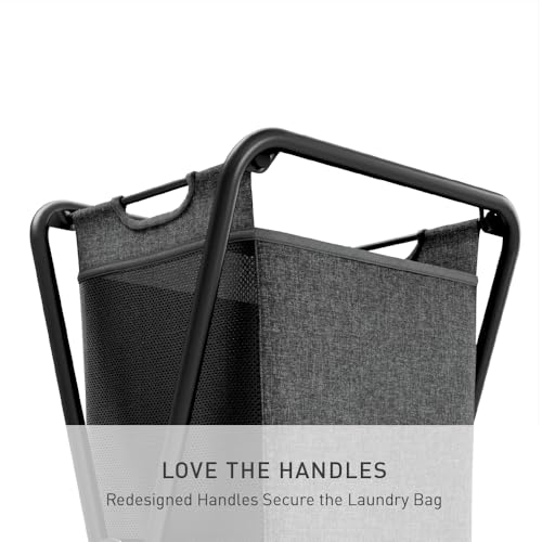 simplehuman X-Frame Hamper, Single Compartment Laundry Hamper for Bedroom Bathroom, Heavy-Gauge Steel Frame, Stain & Odor Resistant Machine Washable Bag, Easy Carry Steel Handles, Matte Black - image 4