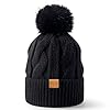Gorro de punto de invierno para mujer, suave y cálido, gorro de lana de moda con pompón de esquí