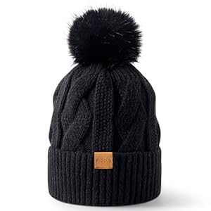 Gorro de punto de invierno para mujer, suave y cálido, gorro de lana de moda con pompón de esquí