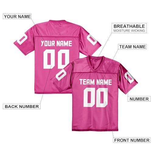 Pink Football Jersey Custom Jerseys Replica Athletic Football Fans Shirts Practice Sports Uniform for Youth Large