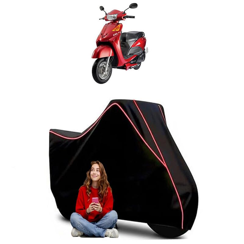 Image of EXL Scooty Bike Cover Water Resistant Outdoor Use Universal Fit Scooters Motorcycles Heavy Duty UV Protection Dust Rain Scratch Resistant Elastic Bottom Black Blue Piping