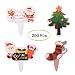 Qibote 200 Pieces Christmas Cupcake Toppers Picks, Cake Toppers for Christmas Party Cupcake Decoration Supplies