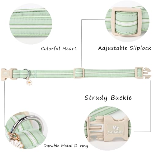 Collar para perro de algodón ajustable modelo Macaron Green S miniatura 3
