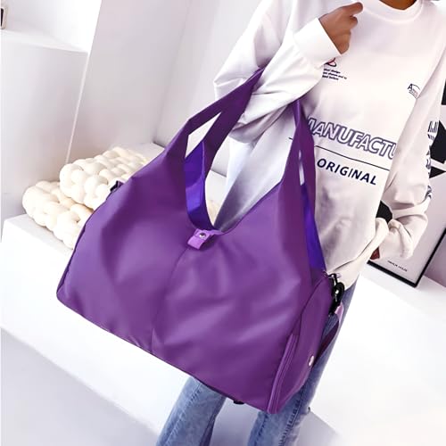 Image of BANQLYN Women Nylon Dry Wet Depart Sport Bag Multifunction Fitness Training Yoga Duffle Bag with Shoe compartmentFitness Bag Yoga Mat Bag (Purple)