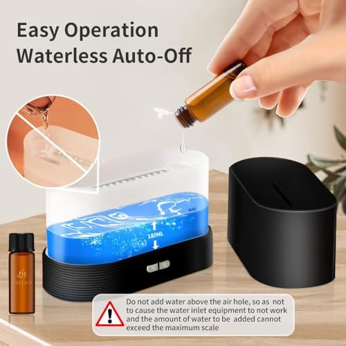 Difusor Eléctrico de Aceites Esenciales Negro con Efecto Llama 3D miniatura 4