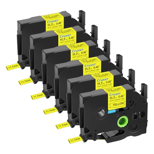 Cruxer 6�p�b�N Ptouch �M���k�`���[�u HSe-631 HSe631 HS631 ���x�� 11.7mm 0.48�C���` �u���b�N ���n�ɍ� �M���k�e�[�v P-Touch PTE550 PTP750 PTD210 PTH110 ���x�����[�J�[