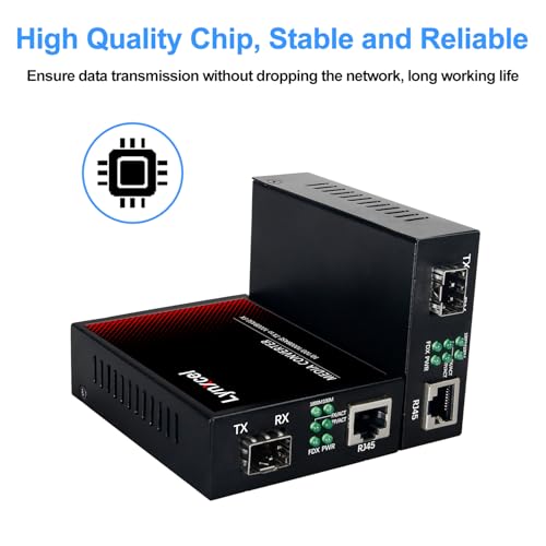 Image of Gigabit Ethernet Media Converter, Multimode Dual LC Fiber SFP to RJ45 Converter, for 10 /100 /1000Base-TX to 1000Base-SX with a SFP Transceiver, MMF 850nm, up to 550m