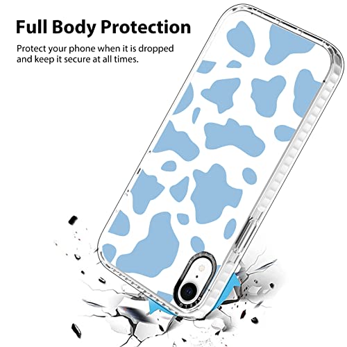 Mzelq Designed For Iphone Xr Case, Cute Blue Cow Print Clear Tpu Phone Cow Cow Patterns Case + Screen Protector Compatible With Iphone Xr 6.1 Inch Four Corners Protection Case For Iphone Xr #TOP1