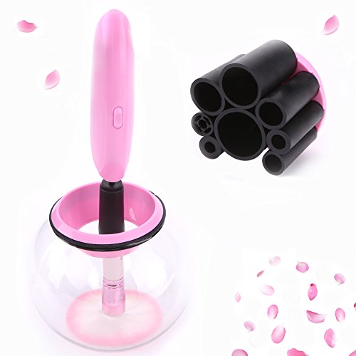 Makeup Brush Cleaner Machine Girlfriend Valentine's Day gift Professional Makeup Brush Cleaner and Dryer Machine Suit for All size Makeup Brushes Valentine's Day present（pink）