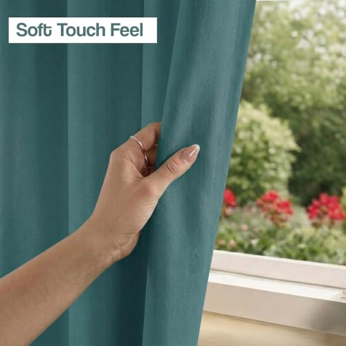 Image of FRESH FROM LOOM Window & Door Non-Ring Curtains | S-Wave Pleat | Premium 10 feet | S-Wave Pleat | Non Ring Curtain | S-Wave Pleat (Teal | 10 Feet Long, Set of 2)