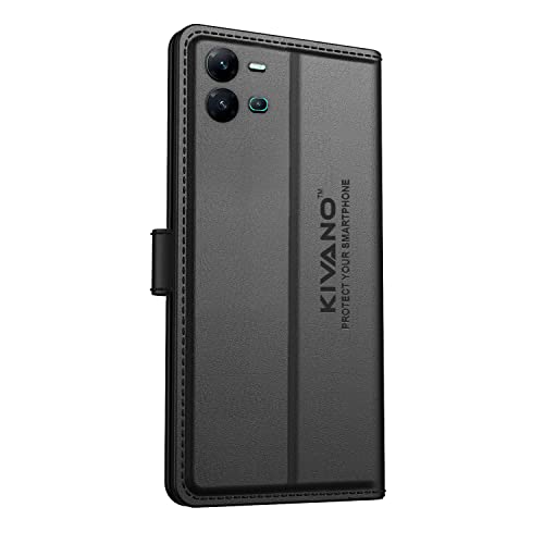 Image of KIVANO Compatible with Vivo V25 5G Flip Cover | Leather Finish | Inside Pockets & Inbuilt Stand | Shockproof Wallet Style Magnetic Closure Back Cover Case