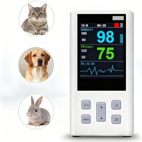 Caphstion Veterinary Animal Blood Oxygen Monitor SPO2 Handheld Pulse Rate Monitor with Small Probe for Pets