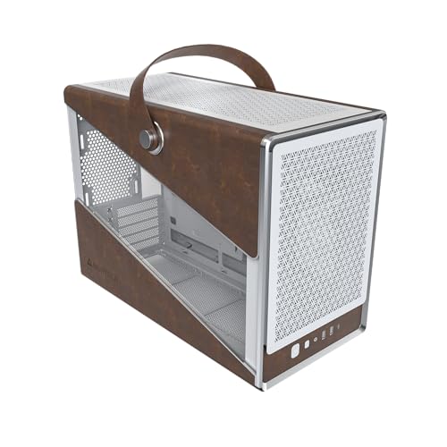 Image of MONTECH Heritage mATX, Micro Form Factor Compact Leather Gaming Chassis with Signature Handle Design, Supports RTX 40 Series GPUs, ATX PSU, and 360mm AIO - White