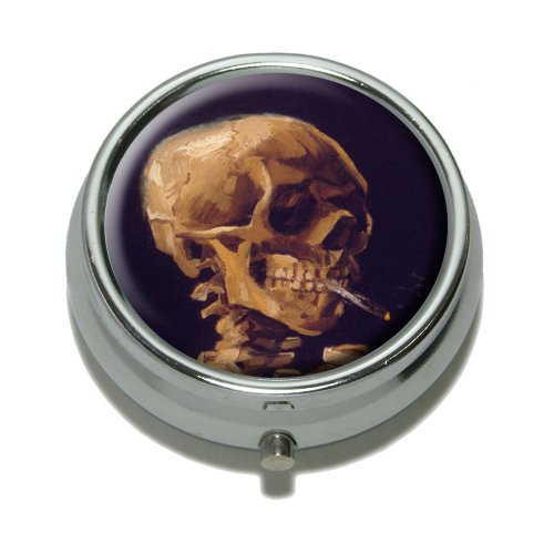 Skull with a Burning Cigarette by Van Gogh Pill Case Trinket Gift Box
