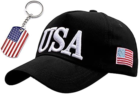 EIKOU USA Baseball Cap Polo Style Embroidered Dad Hat Adjustable American Flag for Men and Women（Come with The Flag Keychain）