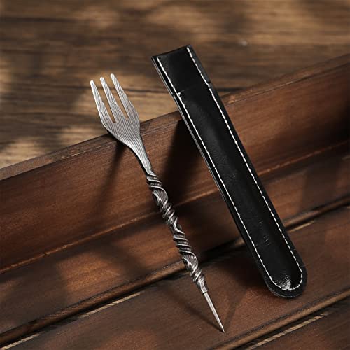 gerFogoo Shisha Gabel und Lochstecher 2 in 1 Set | Tabakgabel | Tabak Kopf Phunnel Stopfen Zubehr Folienstecher | Shisha Gabel Stecher Hookah Fork fr Wasserpfeife(Wave Silber)