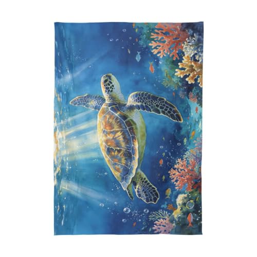 Loancwa Nappe à motif tortue océanique, polyester, 152,4 x 228,6 cm – vue 2