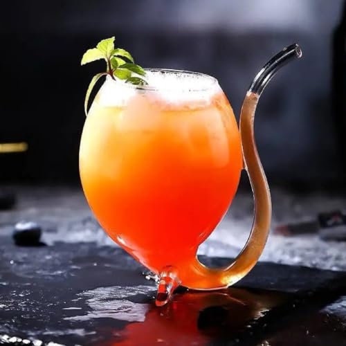 Taça de Vidro com Canudo Embutido para Drinks Bebidas 300ml