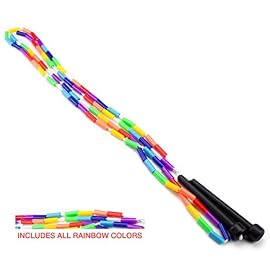 K-Roo Sports K-Roo Sports Rainbow Jump Rope with Plastic Beaded Segmentation, 7-Foot