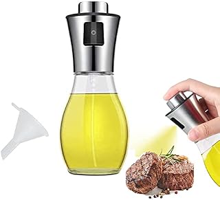 LAOLINGSY 200ml Olive Oil Sprayer Bottle Oil Dispenser Transparent Food-Grade Portable Spray Bottle Vinegar Bottle Air Fryer Stainless Steel for Salad, BBQ, Frying, Grilling, Kitchen Baking