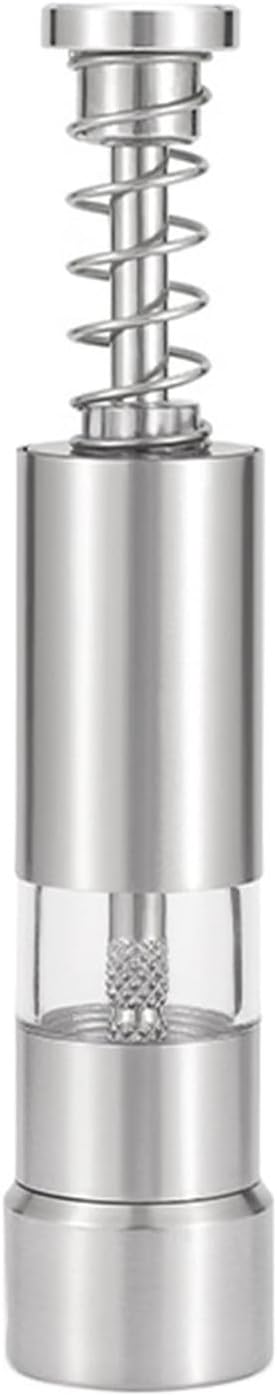 Thumb Push Pepper Spices Grinder Stainless Steel Pepper Grinder Spice Shaker Transparent Built-in Spring
