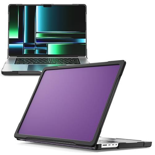 Funda rígida de plástico resistente compatible con MacBook Air de 13.3 pulgadas M1 2018-2020 A1932/A2179/A2337, doble capa, protector de plástico duro, antihuellas, parachoques de TPU suave, morado