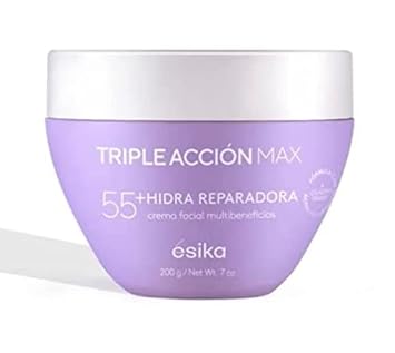 Esika Triple Accion Max Crema Facial Multibeneficios 55+ Con Calcio, Biofirm y Complejo Antioxidante 7.0 oz. 200