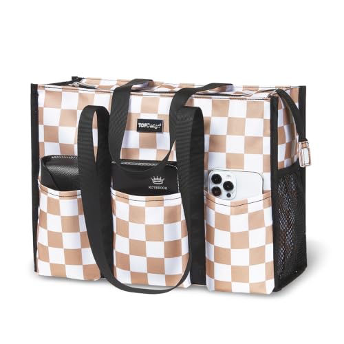 Image of TOPDesign Utility Water Resistant Tote Bag with 13 Pockets, Top Zipper Closure & Thick Bottom Support, for Working Women