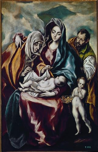 Cuadro póster Lady col Bambino di El Greco pintura famosa retro para decoración 60x90cm