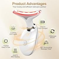 Facial Massager, 7 Color Face and Neck Massager for Skin Care at Home, Portable Beauty Skin Care Tools, White — image 3