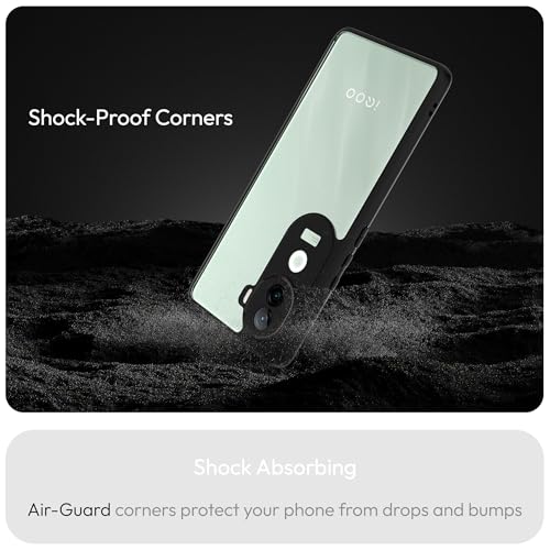 Image of KAPAVER Hybrid Back Cover Case Compatible with iQOO Z9s 5G (PC+TPU) (Black)