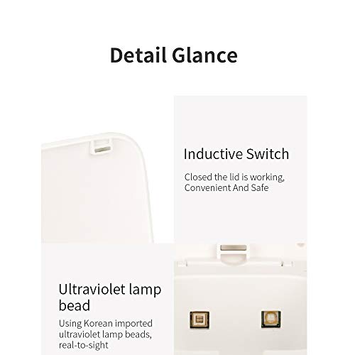 La roskey UV Toothbrush Sanitizer - Portable Toothbrush Holder Case Wall Mount or Countertop for Travel and Home, USB Rechargeable Toothbrush Cleaner Organizer with Ultraviolet Light (Single+White)