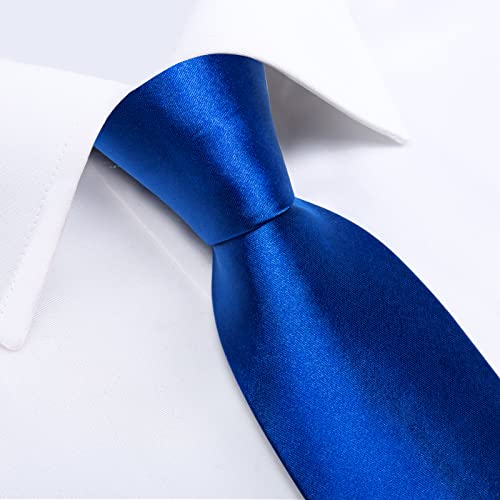 Image of DiBanGu Mens Solid Color Tie and Pocket Square Set Woven Silk Plain Necktie & Handkerchief for Men Wedding Party Formal